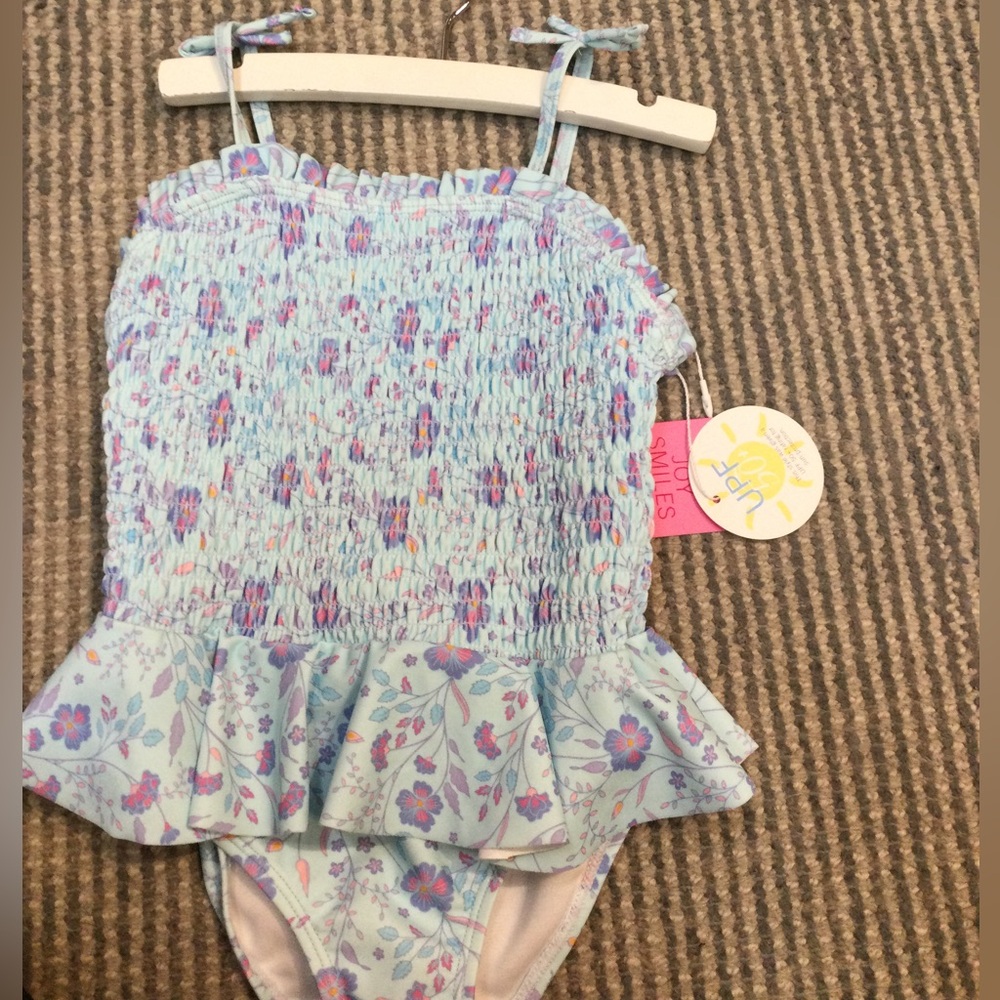 Ruffle Butts One Piece Blue Floral Swimsuit